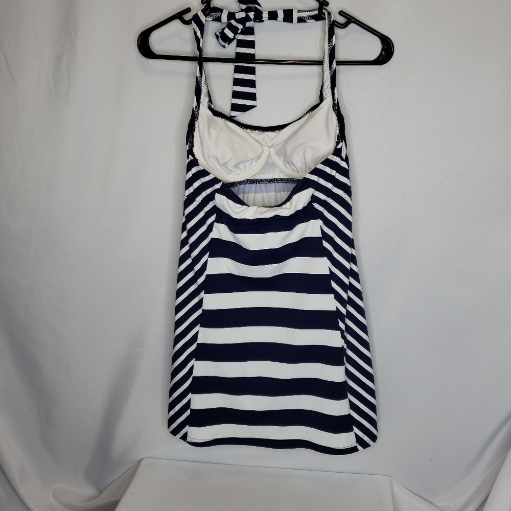 Land's End Blue White Striped Swim Dress Size 2 - Picture 2 of 4